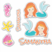 Mermaid Oranje Zee vrienden Sticker (Voorkant)