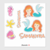 Mermaid Oranje Zee vrienden Sticker (Vel)