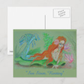 Mermaid Orig. Kunst op Briefkaart (Voorkant / Achterkant)