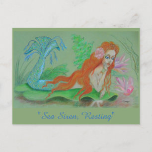 Mermaid Orig. Kunst op Briefkaart