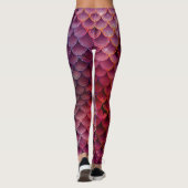Mermaid Paars, blauw, rood kleurenontwerp Leggings (Achterkant)