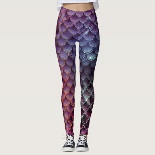Mermaid Paars, blauw, rood kleurenontwerp Leggings (Voorkant)