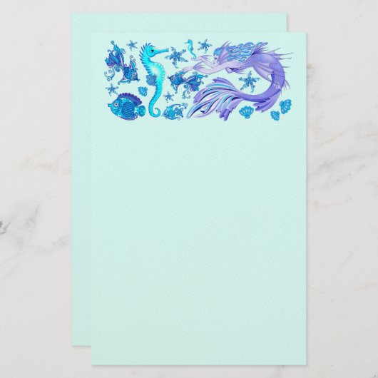 Mermaid Paars Fairy Creater Briefpapier (Voorkant / Achterkant)