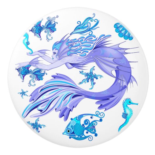 Mermaid Paars Fairy Creater Keramische Knop (Voorkant)