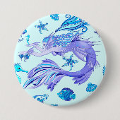 Mermaid Paars Fairy Creater Ronde Button 7,6 Cm (Voorkant)