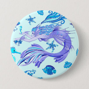 Mermaid Paars Fairy Creater Ronde Button 7,6 Cm