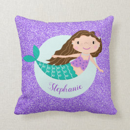 Mermaid Paars Glitter Personalized Kussen