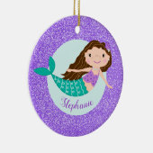 Mermaid Paars Glitter Persoonlijke naam Keramisch Ornament (Rechts)