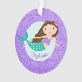 Mermaid Paars Glitter Persoonlijke naam Ornament (voorkant)