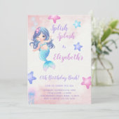 Mermaid Paars onder zee Uitnodiging (Staand voorkant)