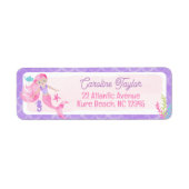 Mermaid Paars Pink Waterverf Baby shower Etiket (Voorkant)