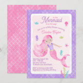 Mermaid Paars Pink Waterverf Baby shower Kaart (Voorkant / Achterkant)