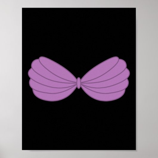 Mermaid Paars Seashell Bra Cartoon Graphic Poster (Voorkant)