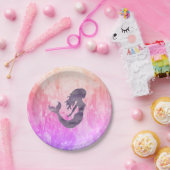 Mermaid Paars Silhouette Ombre Papieren Bordje (Feest)