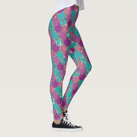 Mermaid Paarse Glitter Scales Leggings (Rechts)