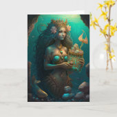 Mermaid Painting Birthday Cadeau Kaart (Gele Bloem)