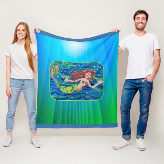 Mermaid Painting Fleece Deken (In situ)