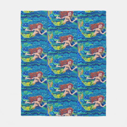 Mermaid Painting Fleece Deken (Voorkant)
