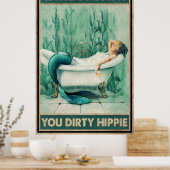 Mermaid pakt je vuile hippie in de weg poster (Keuken)