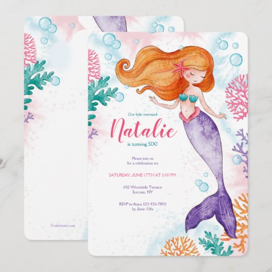 Mermaid Party 2 Kaart (Voorkant / Achterkant)