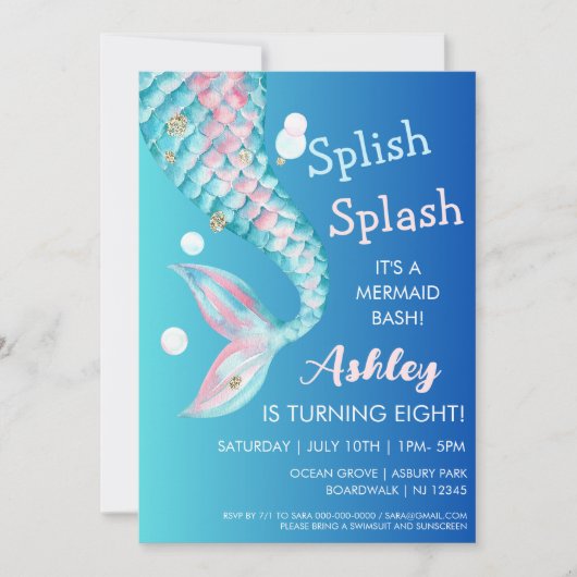 Mermaid Party | Aanbesteding op zondag Kaart (Voorkant)