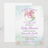 Mermaid Party Baby shower glitter onder het Zee Kaart (Voorkant / Achterkant)