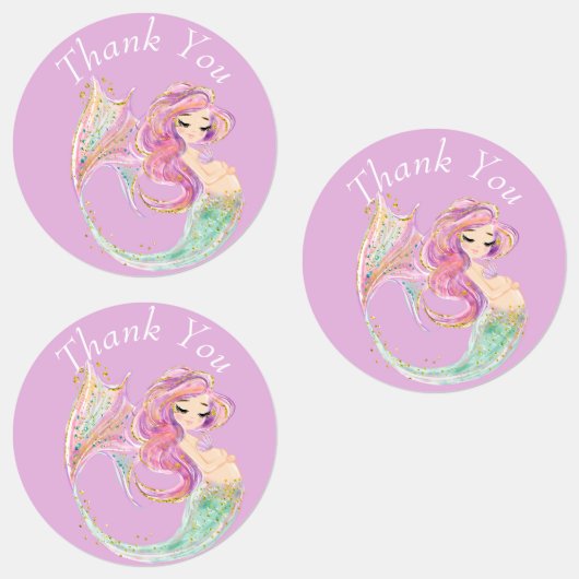 Mermaid Party Baby shower Moeder Roze Labels (Groep)