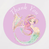 Mermaid Party Baby shower Moeder Roze Labels (Design 1)