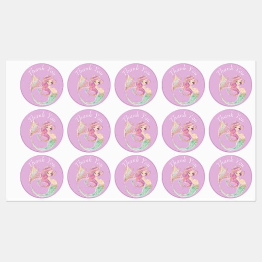 Mermaid Party Baby shower Moeder Roze Labels (Vel)