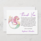 Mermaid Party Baby shower onder het Zee Dank u Feestdagenkaart (Voorkant)