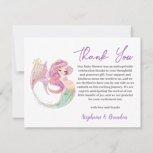 Mermaid Party Baby shower onder het Zee Dank u Feestdagenkaart (Voorkant)