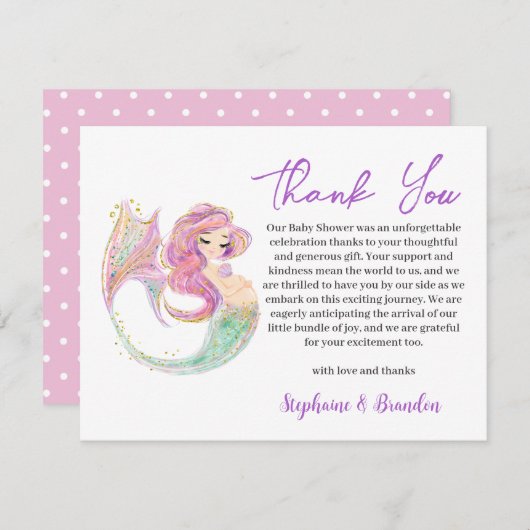 Mermaid Party Baby shower onder het Zee Dank u Feestdagenkaart (Voorkant / Achterkant)