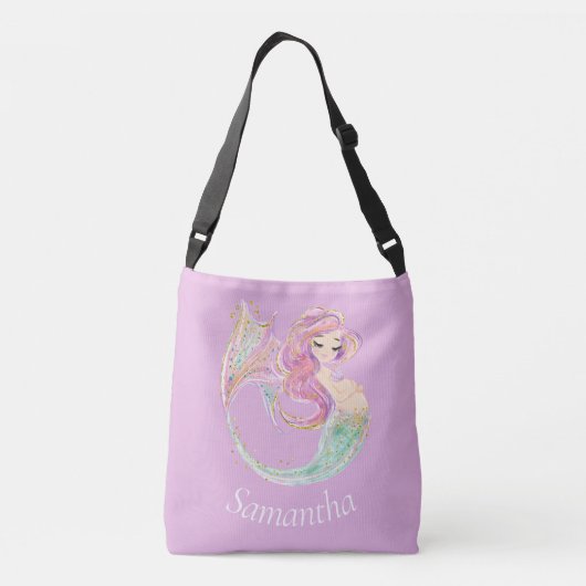 Mermaid Party baby shower roze Crossbody Tas (Achterkant)