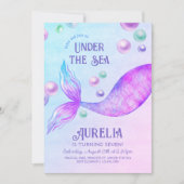 Mermaid Party Elke leeftijd meisjes verjaardag Kaart (Voorkant)