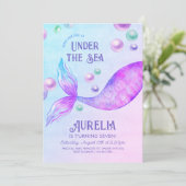 Mermaid Party Elke leeftijd meisjes verjaardag Kaart (Staand voorkant)