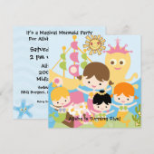 Mermaid Party Gepersonaliseerd Birthday-uitnodigin Kaart (Voorkant / Achterkant)