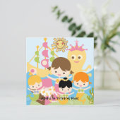 Mermaid Party Gepersonaliseerd Birthday-uitnodigin Kaart (Staand voorkant)