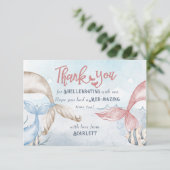 Mermaid Party, gepersonaliseerd met Mermaid Puns Bedankkaart (Staand voorkant)