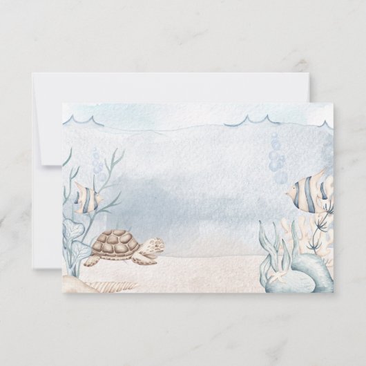 Mermaid Party, gepersonaliseerd met Mermaid Puns Bedankkaart (Achterkant)