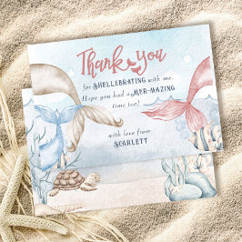 Mermaid Party, gepersonaliseerd met Mermaid Puns Bedankkaart