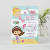 Mermaid Party/Mermaid Birthday Uitnodiging (Staand voorkant)