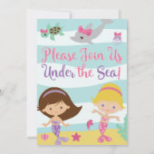 Mermaid Party/Mermaid Birthday Uitnodiging (Achterkant)
