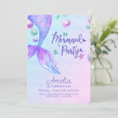 Mermaid Party Mermaids Tail onder Zee Birthday Kaart (Staand voorkant)