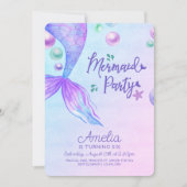 Mermaid Party Mermaids Tail onder Zee Birthday Kaart (Voorkant)