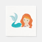 Mermaid Party Oranje Napkins Servet (Voorkant)