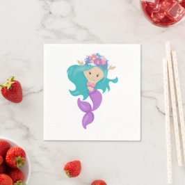 Mermaid Party Paars Napkins Servet