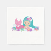 Mermaid Party Paars Napkins Servet (Voorkant)