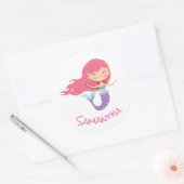 Mermaid Party Paarse Classic Round Sticker (Envelop)