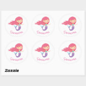 Mermaid Party Paarse Classic Round Sticker (Vel)