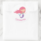 Mermaid Party Paarse Classic Round Sticker (Tas)